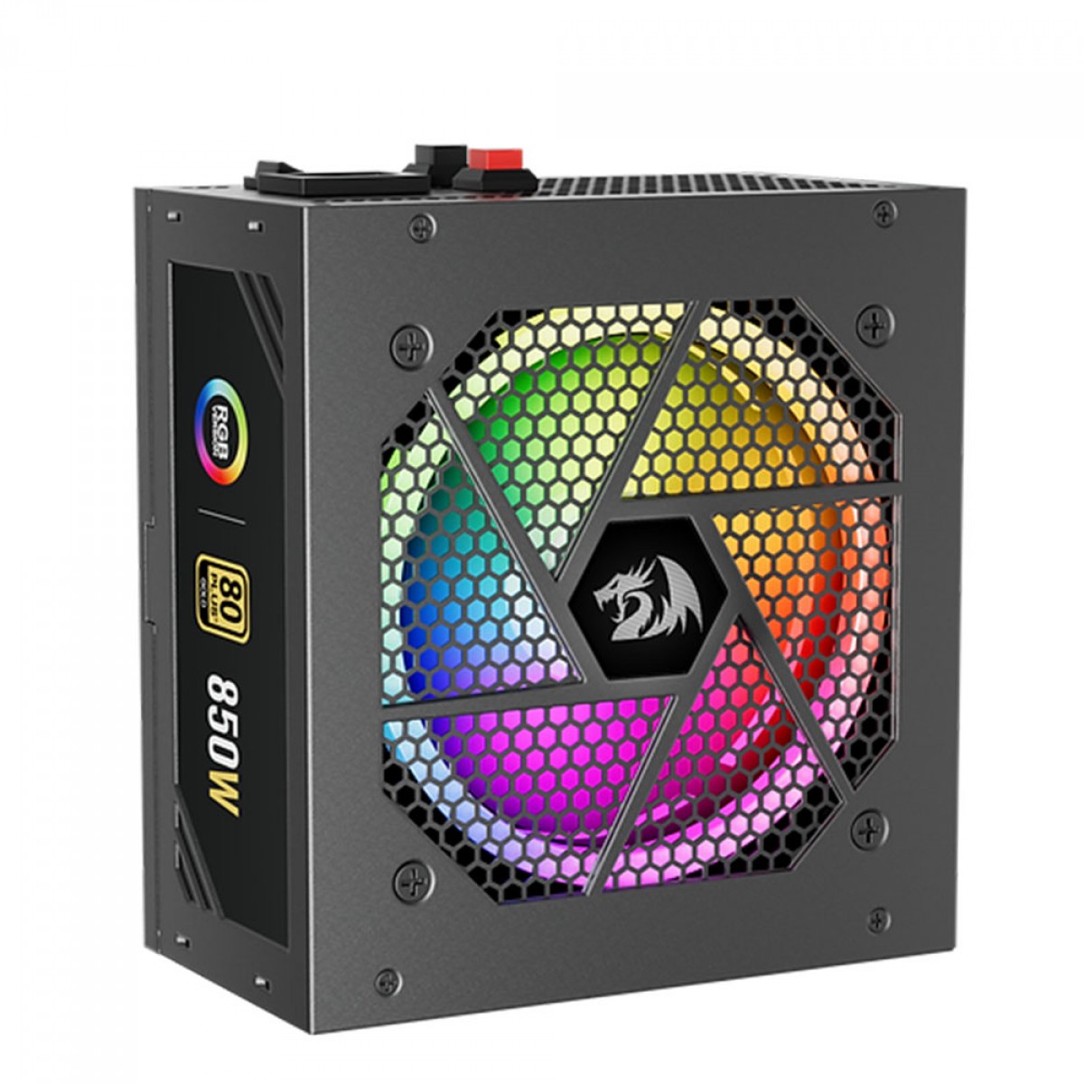 Fonte Redragon RGPS, 850W, RGB, 80 Plus Gold, PCIe 5.0, PFC Ativo, Full Modular, GC-PS007-1