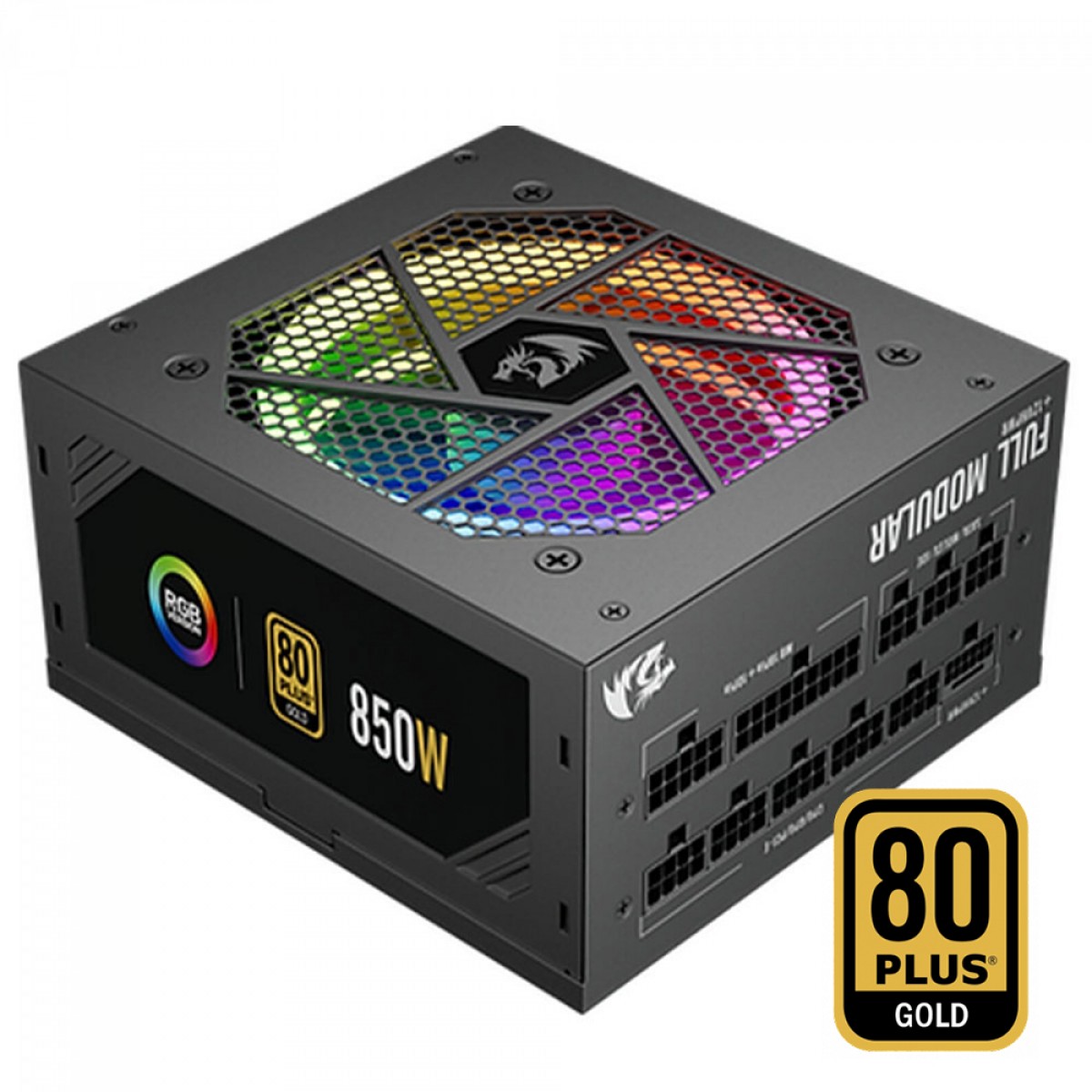 Fonte Redragon RGPS, 850W, RGB, 80 Plus Gold, PCIe 5.0, PFC Ativo, Full Modular, GC-PS007-1