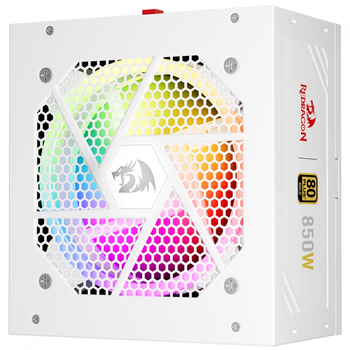 Fonte Redragon RGPS 850W, RGB, 80 Plus Gold, PFC Ativo, PCIe 5.1, Full Modular, Branco, GC-PS007W-1 V2