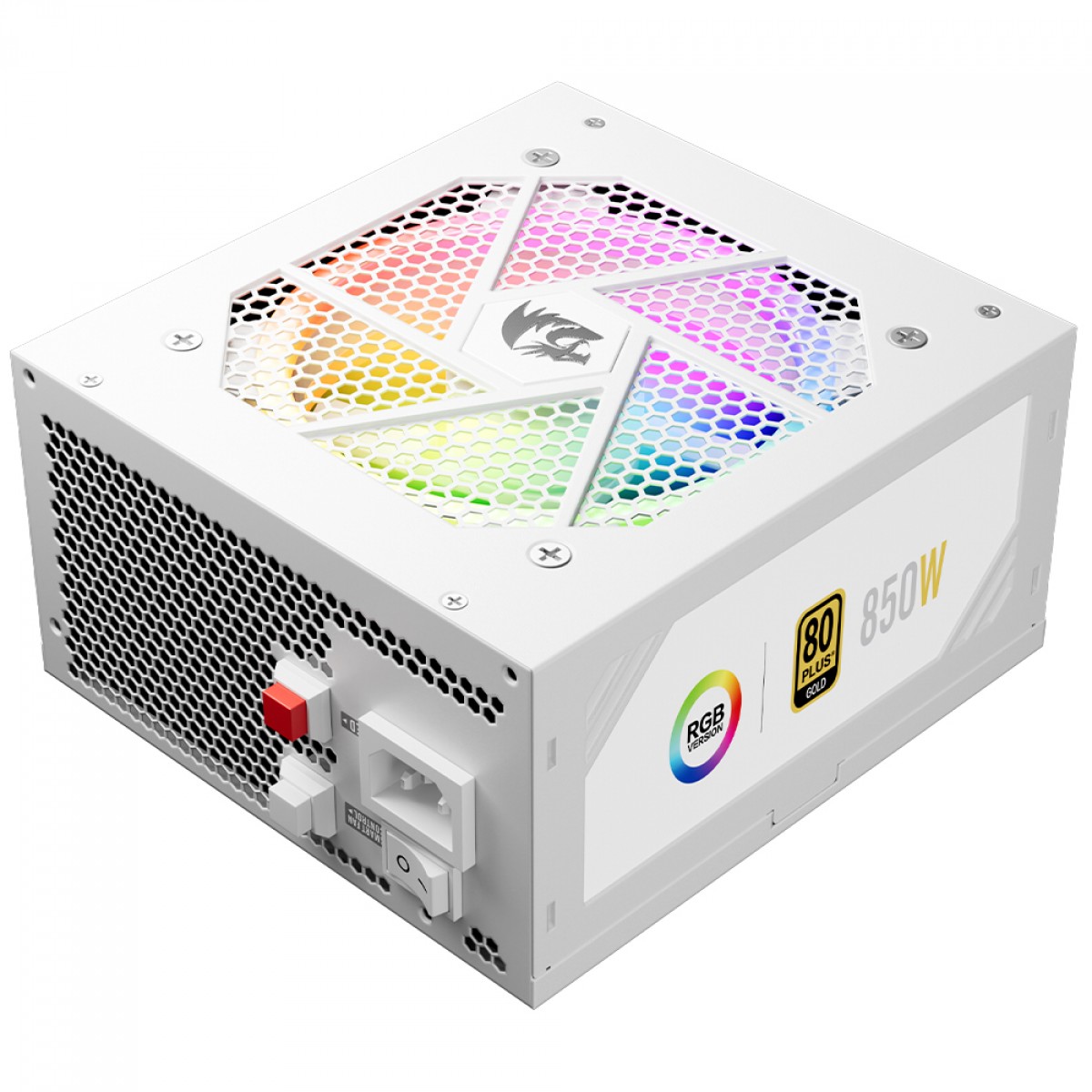 Fonte Redragon RGPS 850W, RGB, 80 Plus Gold, PFC Ativo, PCIe 5.1, Full Modular, Branco, GC-PS007W-1 V2