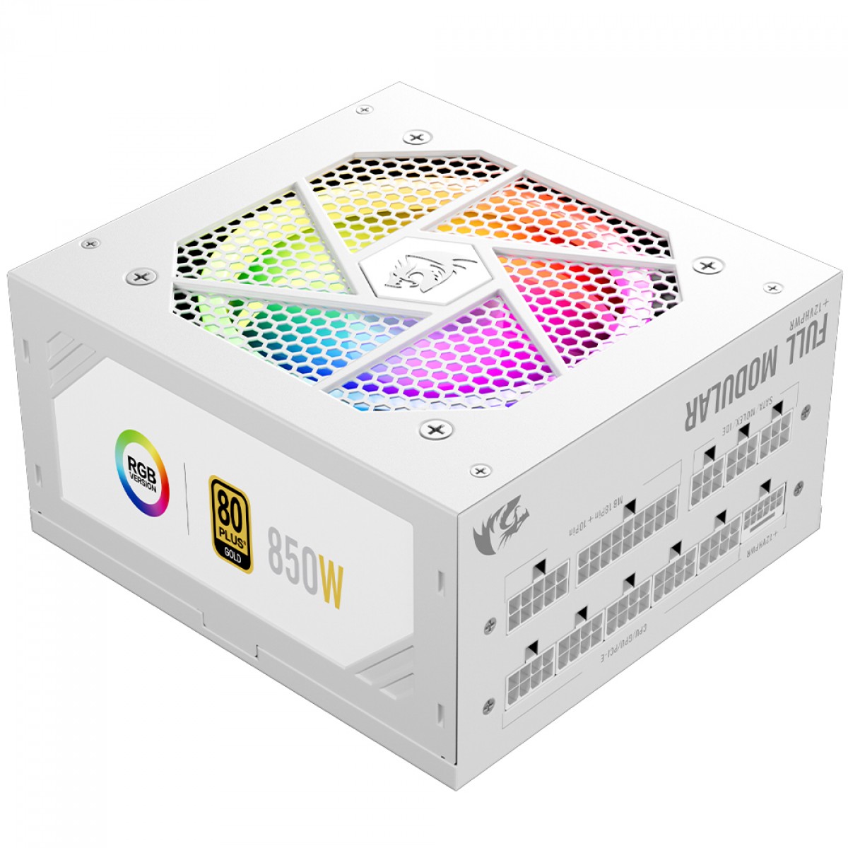 Fonte Redragon RGPS 850W, RGB, 80 Plus Gold, PFC Ativo, PCIe 5.1, Full Modular, Branco, GC-PS007W-1 V2