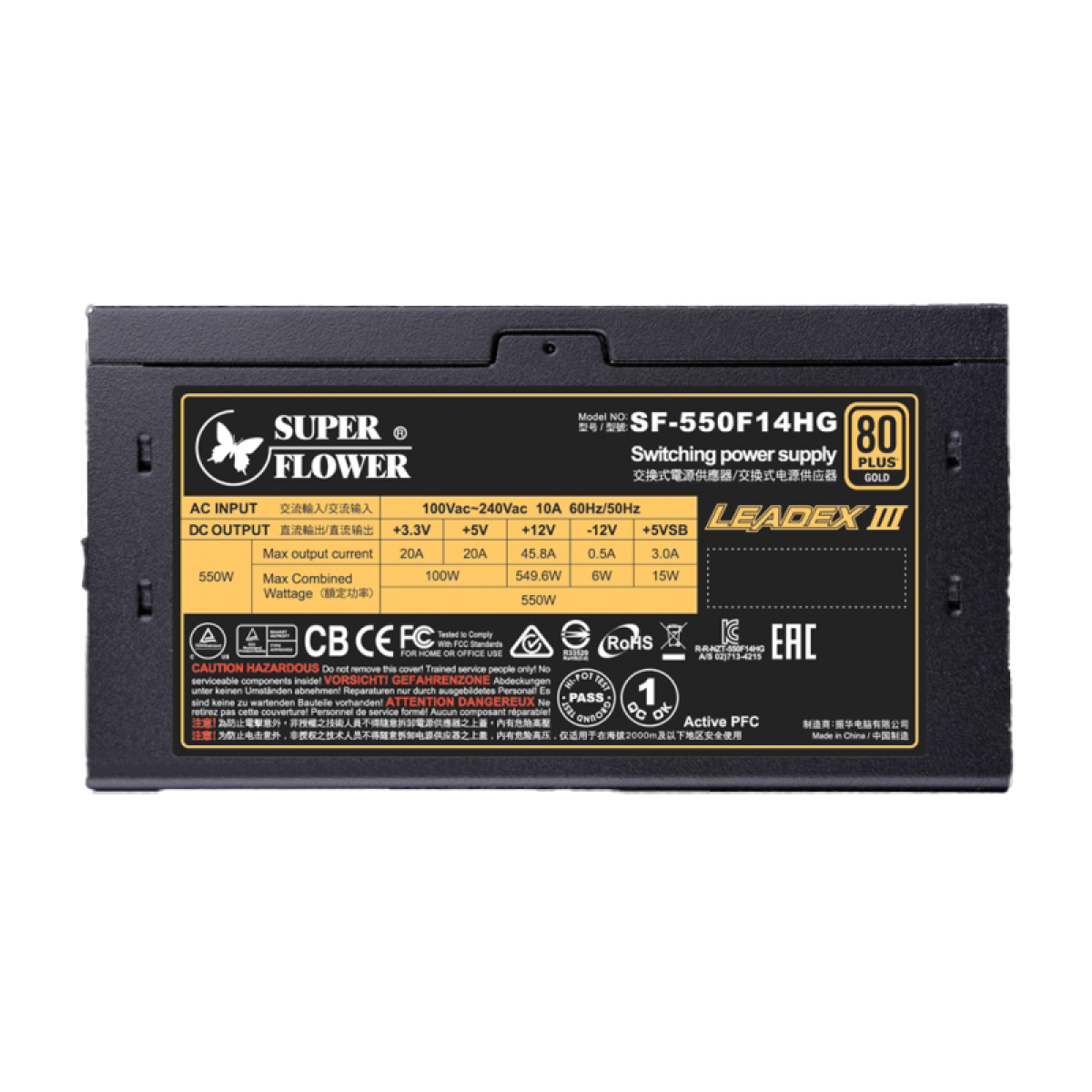 Fonte Super Flower LEADEX III 550W, 80 Plus Gold, PFC Ativo, Full Modular, SF-550F14HG