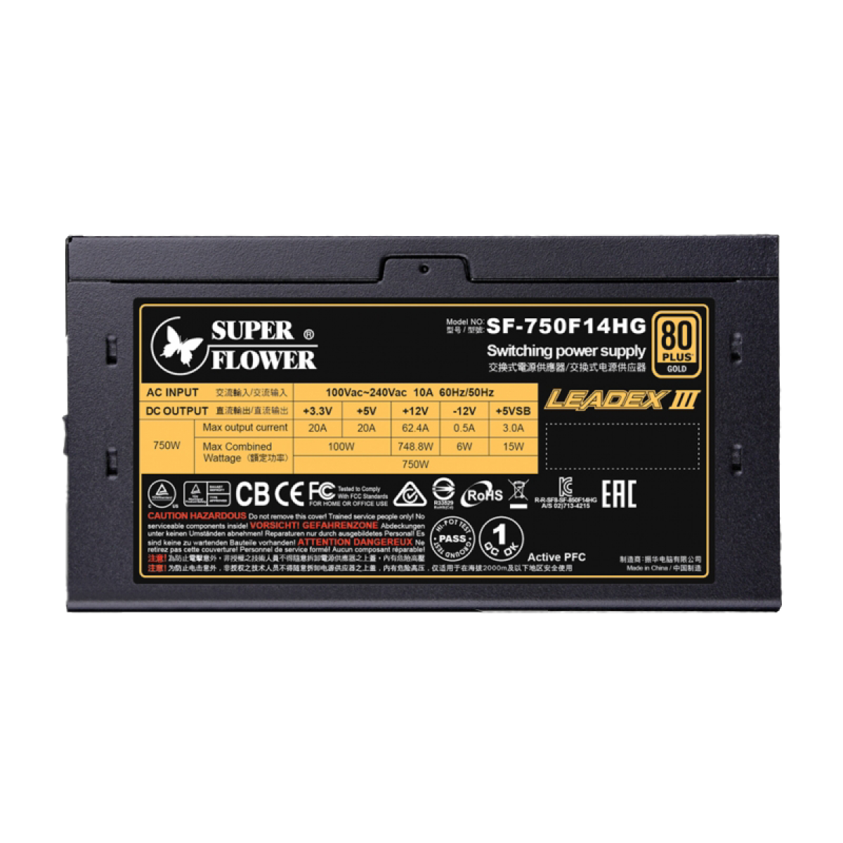 Fonte Super Flower LEADEX III 750W, 80 Plus Gold, PFC Ativo, Full Modular, SF-750F14HG