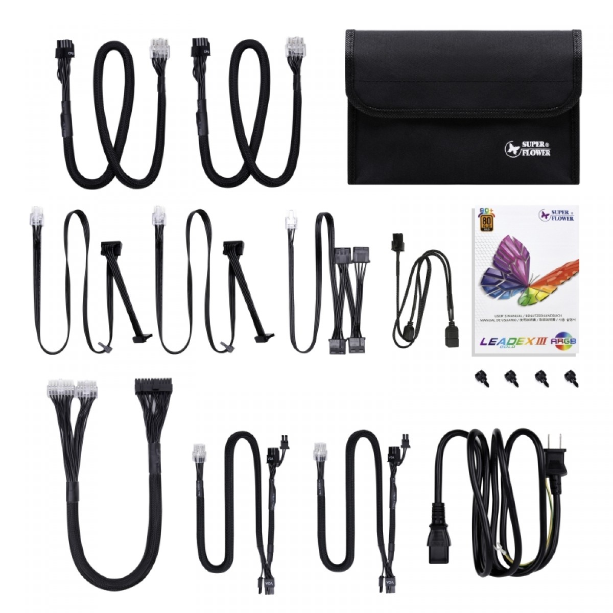 Fonte Super Flower LEADEX III ARGB 650W, 80 Plus Gold, PFC Ativo, Full Modular, SF-650F14RG(WH)