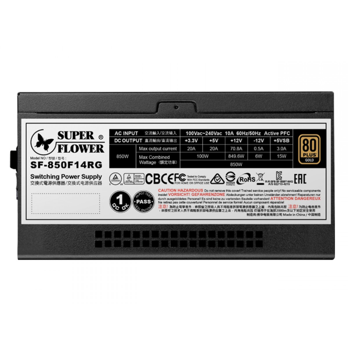 Fonte Super Flower LEADEX III ARGB 850W, 80 Plus Gold, Black, PFC Ativo, Full Modular, Com Cabo de força, SF-850F14RG(BK) 