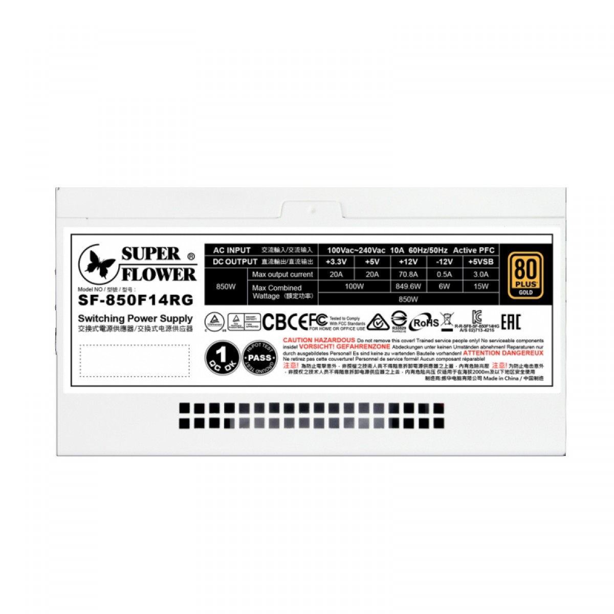 Fonte Super Flower LEADEX III ARGB 850W, 80 Plus Gold, White, PFC Ativo, Full Modular, Com Cabo de força, SF-850F14RG(WH)