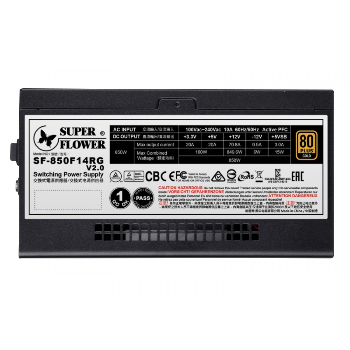 Fonte Super Flower LEADEX III ARGB PRO 850W, 80 Plus Gold, PFC Ativo, Full Modular, SF-850F14RG V2.0