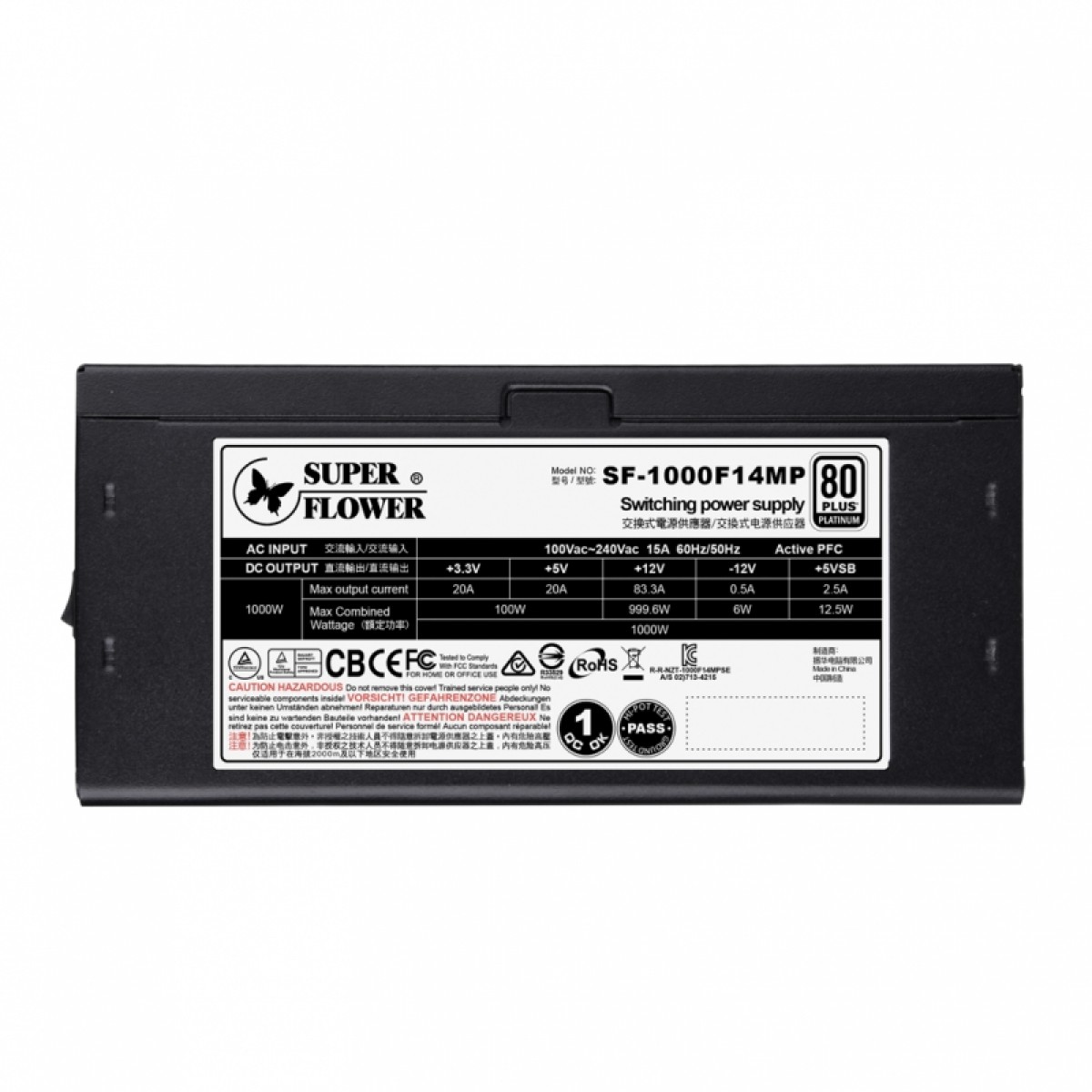 Fonte Super Flower LEADEX Platinum SE 1000W, 80 Plus Platinum, PFC Ativo, Full Modular, SF-1000F14MP(BK)