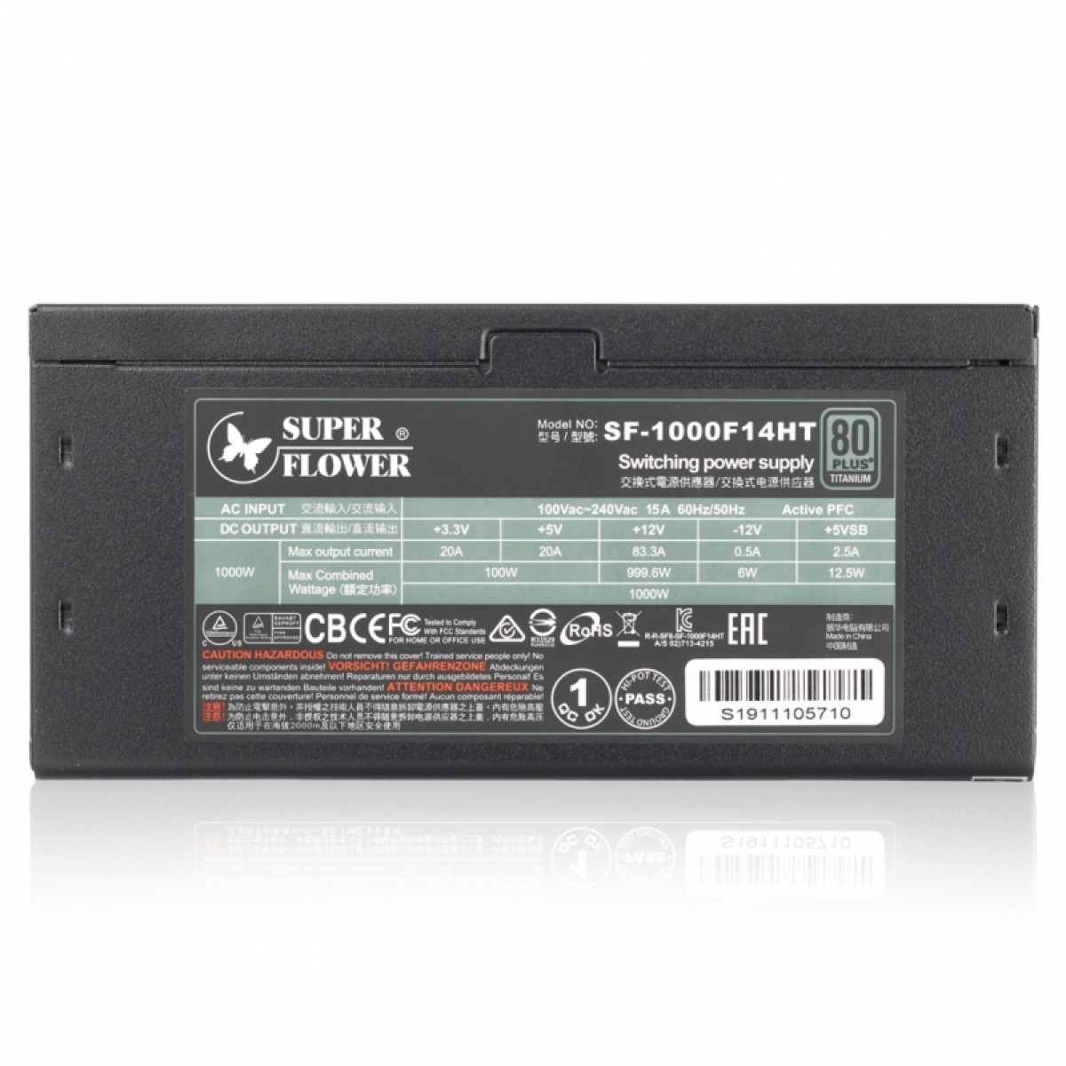 Fonte Super Flower LEADEX Titanium 1000W, 80 Plus Titanium, PFC Ativo, Full Modular, SF-1000F14HT