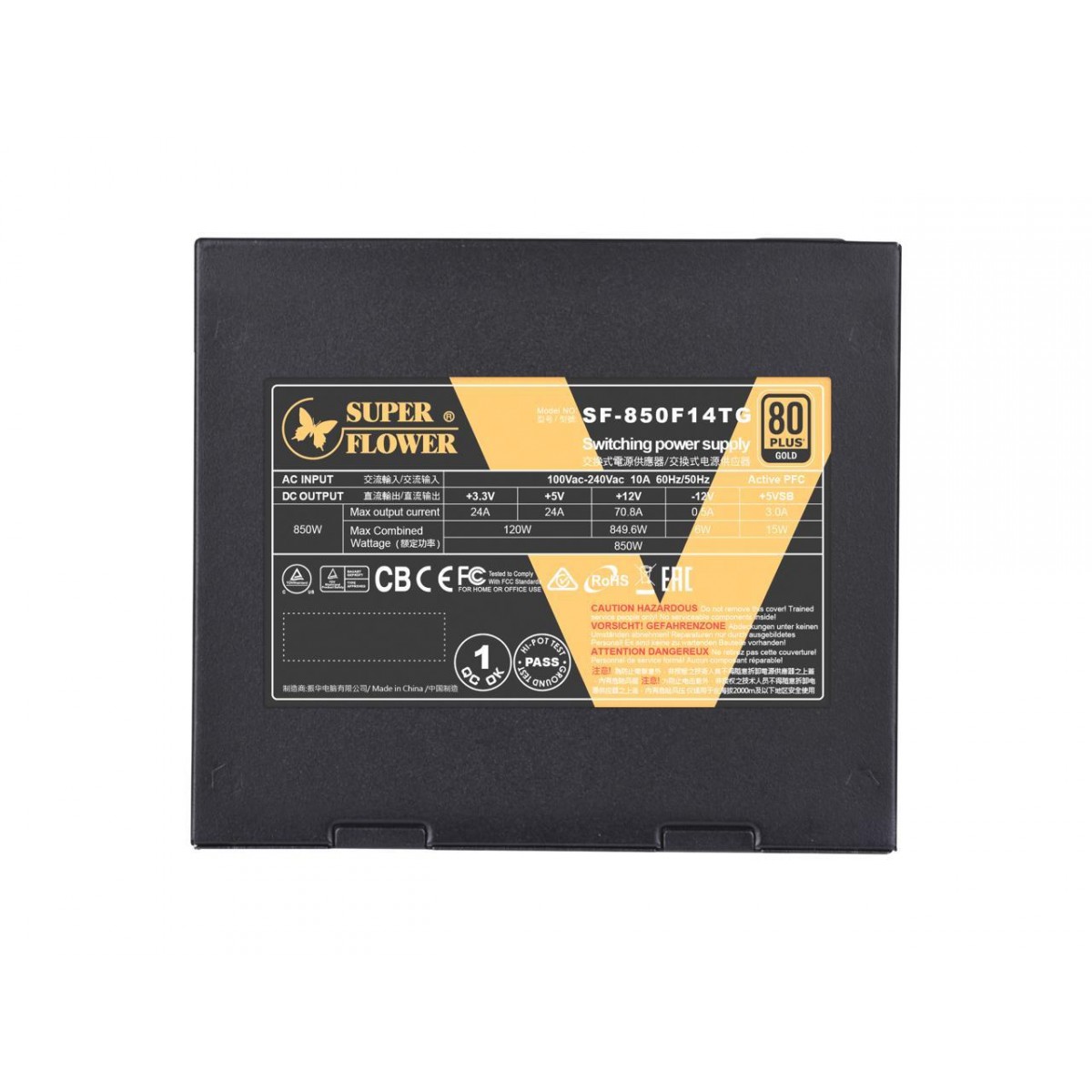 Fonte Super Flower LEADEX V Gold PRO 850W, PFC Ativo, Full Modular, SF-850F14TG V2.0 BK