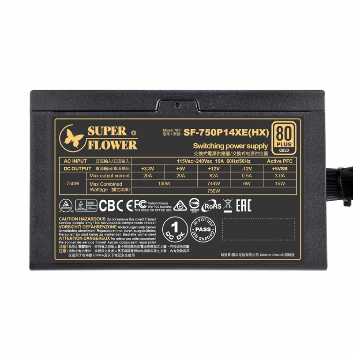 Fonte Super Flower LEGION HX 750W, 80 Plus Gold, PFC Ativo, SF-750P14XE(HX)