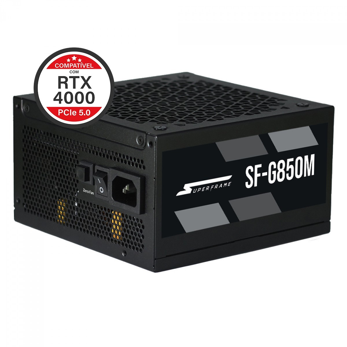 Fonte SuperFrame, 850W, 80 Plus Gold, Full Modular, Com Conector PCIe 5.0, PFC Ativo, SF-G850M
