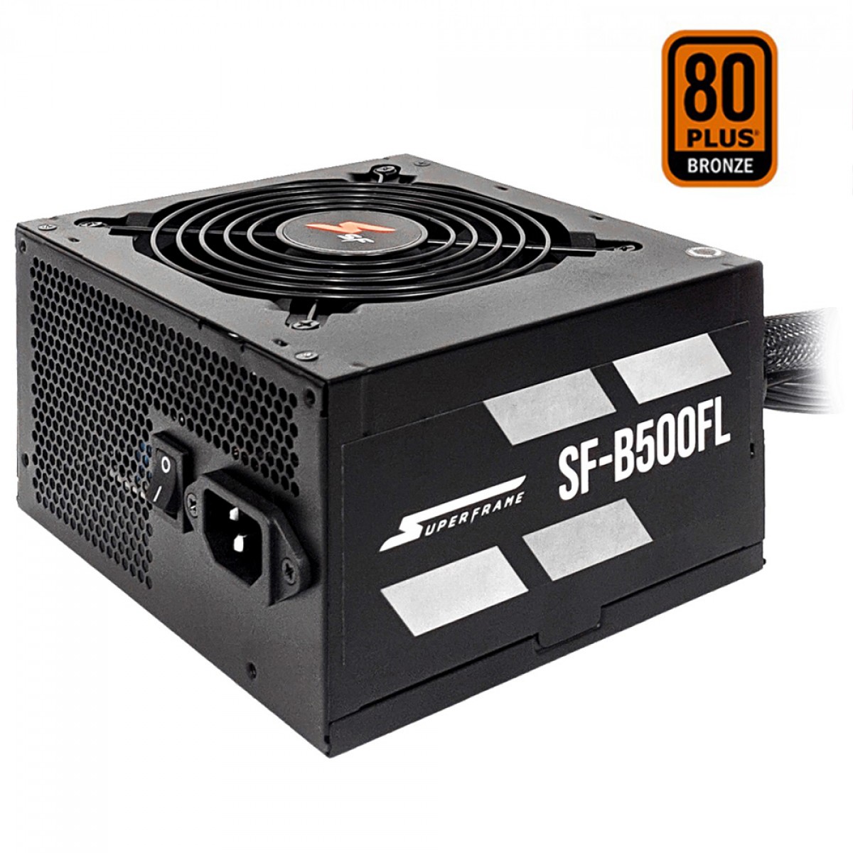 Fonte SuperFrame, 500W, 80 Plus Bronze, PFC Ativo, Cabos Flat, SF-B500FL