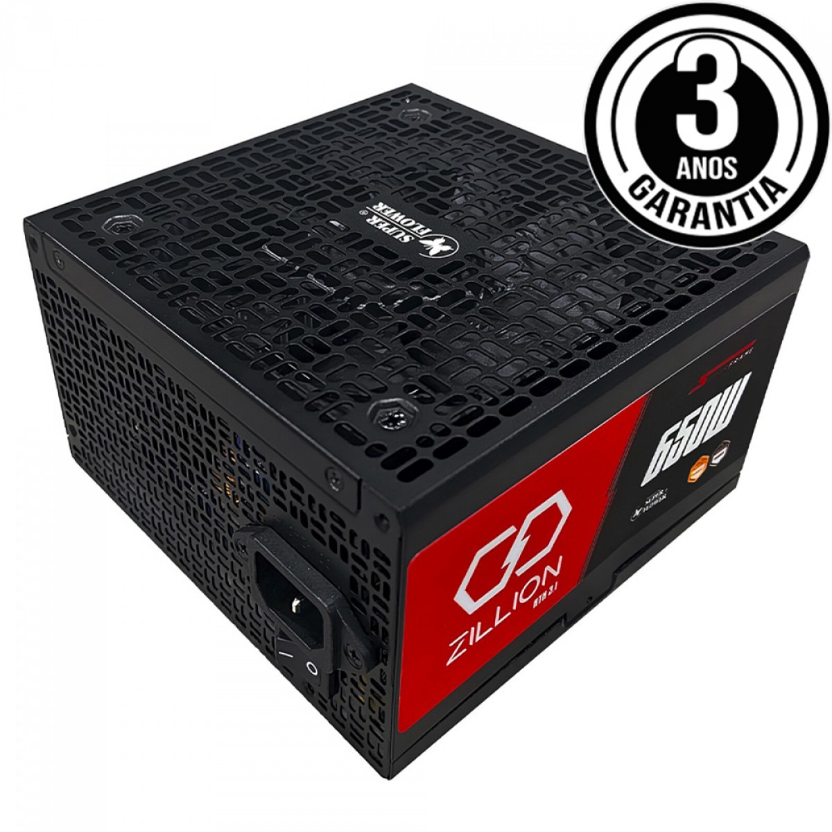 Fonte SuperFrame Zillion DB Powered By Super Flower 650W, 80 Plus Bronze, ATX 3.1, Cybenetics Bronze, PFC Ativo, SF-650Z12DB(D)