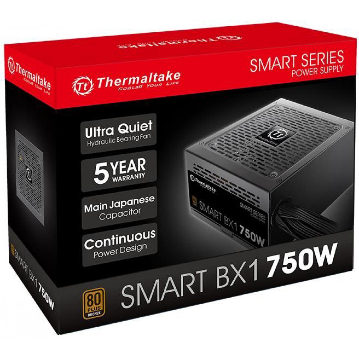 Fonte Thermaltake Smart BX1 750W, 80 Plus Bronze, PFC Ativo, PS-SPD-0750NNFABB-1