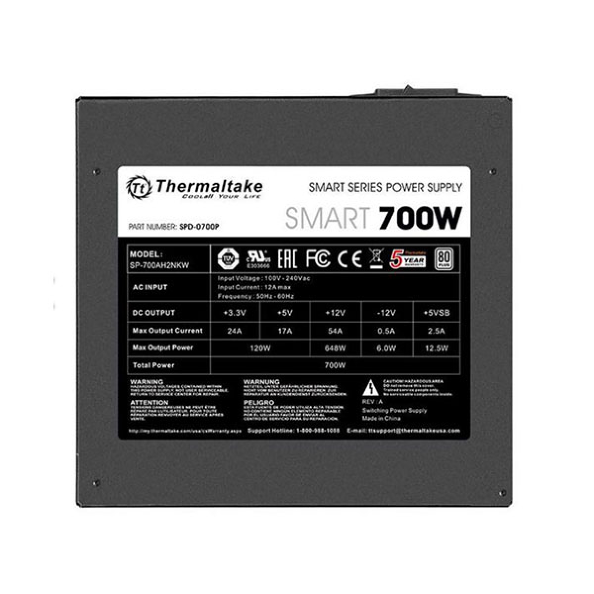 Fonte Thermaltake Smart Series 700W PS-SPD-0700 PFC Ativo Cabos Flat