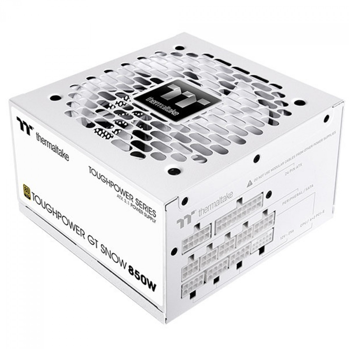 Fonte Thermaltake Toughpower GT Snow, 850W, 80 Plus Gold, PFC Ativo, ATX 3.1, Full Modular, Branco, PS-TPT-0850FNFAGB-W