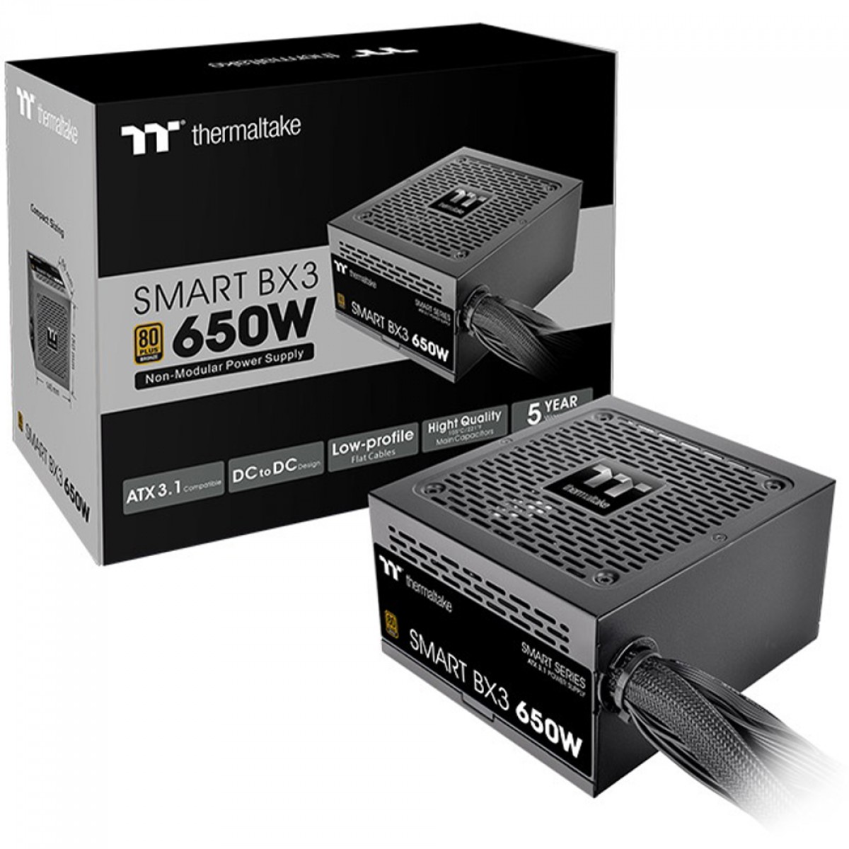 Fonte Thermaltake Toughpower Smart BX3, 650W, 80 Plus Bronze, PFC Ativo, Preto, PS-SPD-0650NNFABB-3