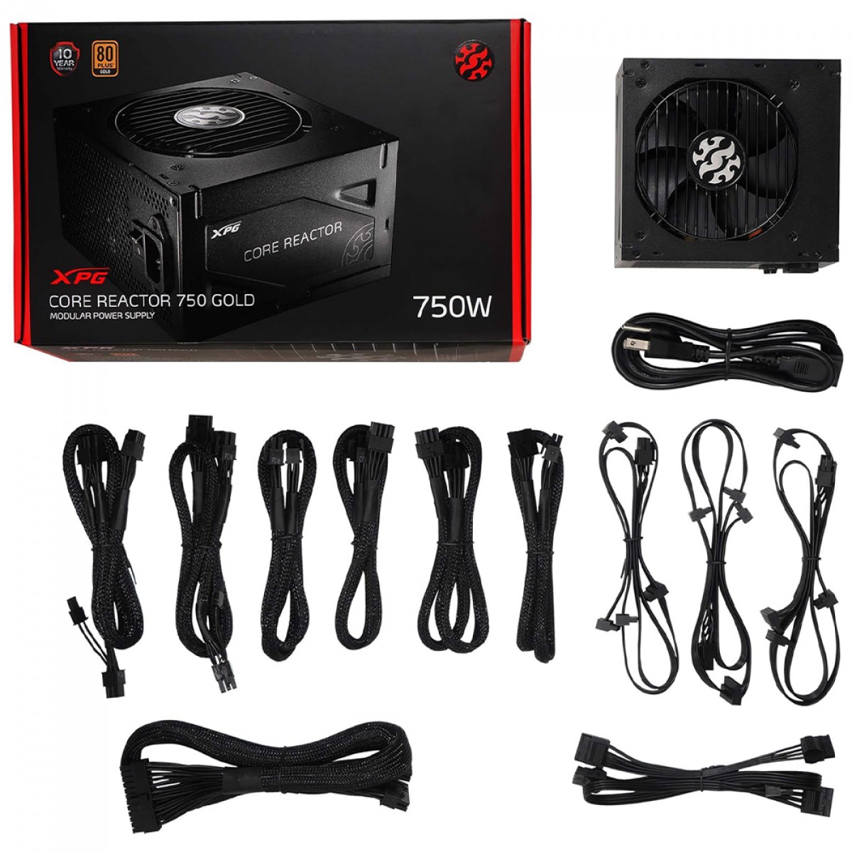 Fonte XPG, Core Reactor, 750W, 80 Plus Gold, Modular, PFC Ativo, COREREACTOR750G-BKCBR