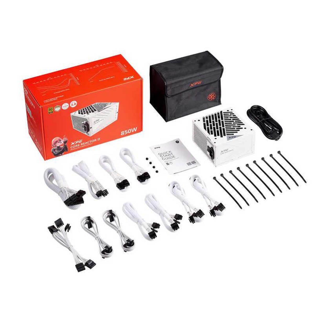 Fonte XPG CORE REACTOR II, 850W, 80 Plus Gold, ATX 3.0, Full Modular, PFC Ativo, White, COREREACTORII850G-WHCBR