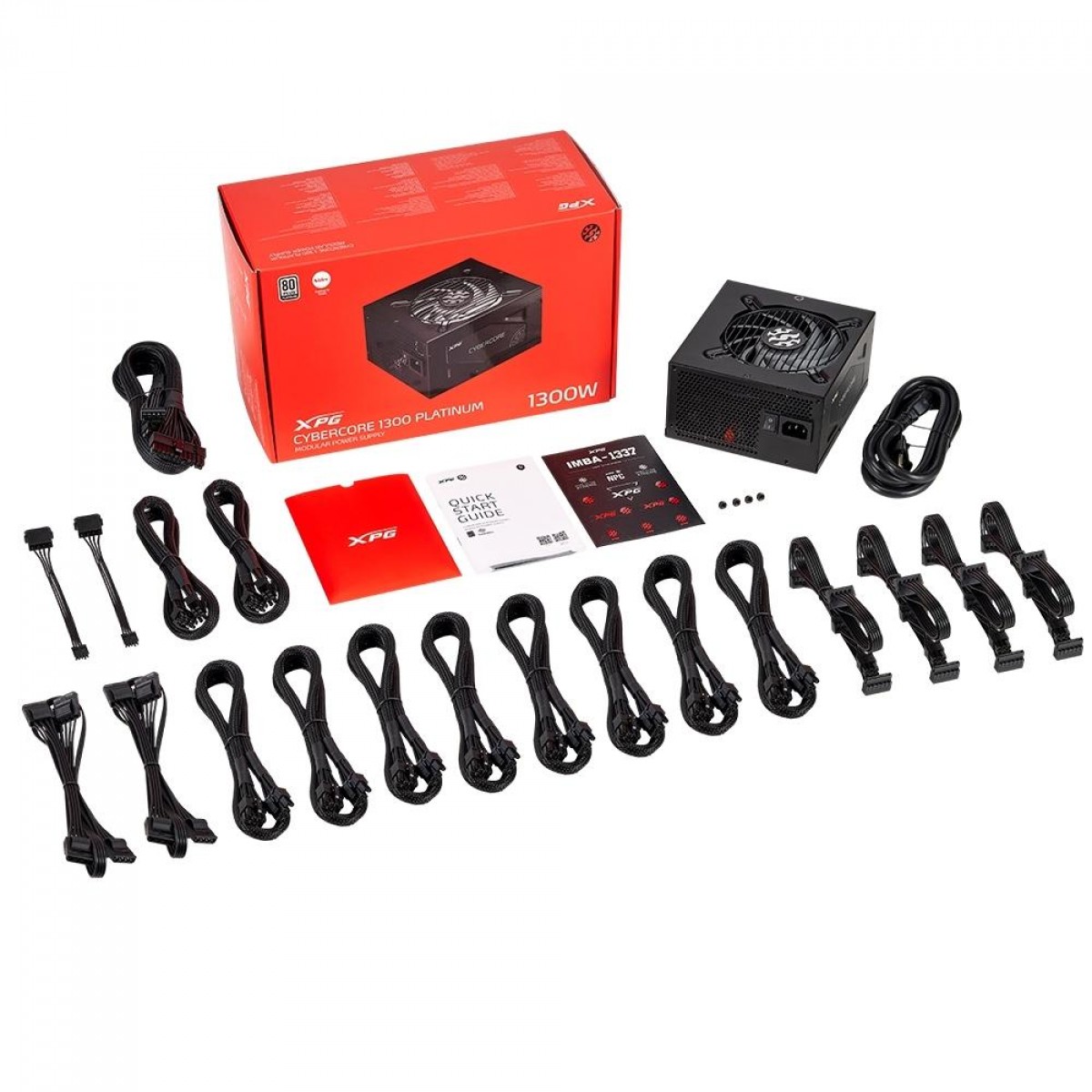 Fonte XPG CyberCore, 1300W, 80 PLUS Platinum, Full Modular, com PFC Ativo, CYBERCORE1300P-BKCBR