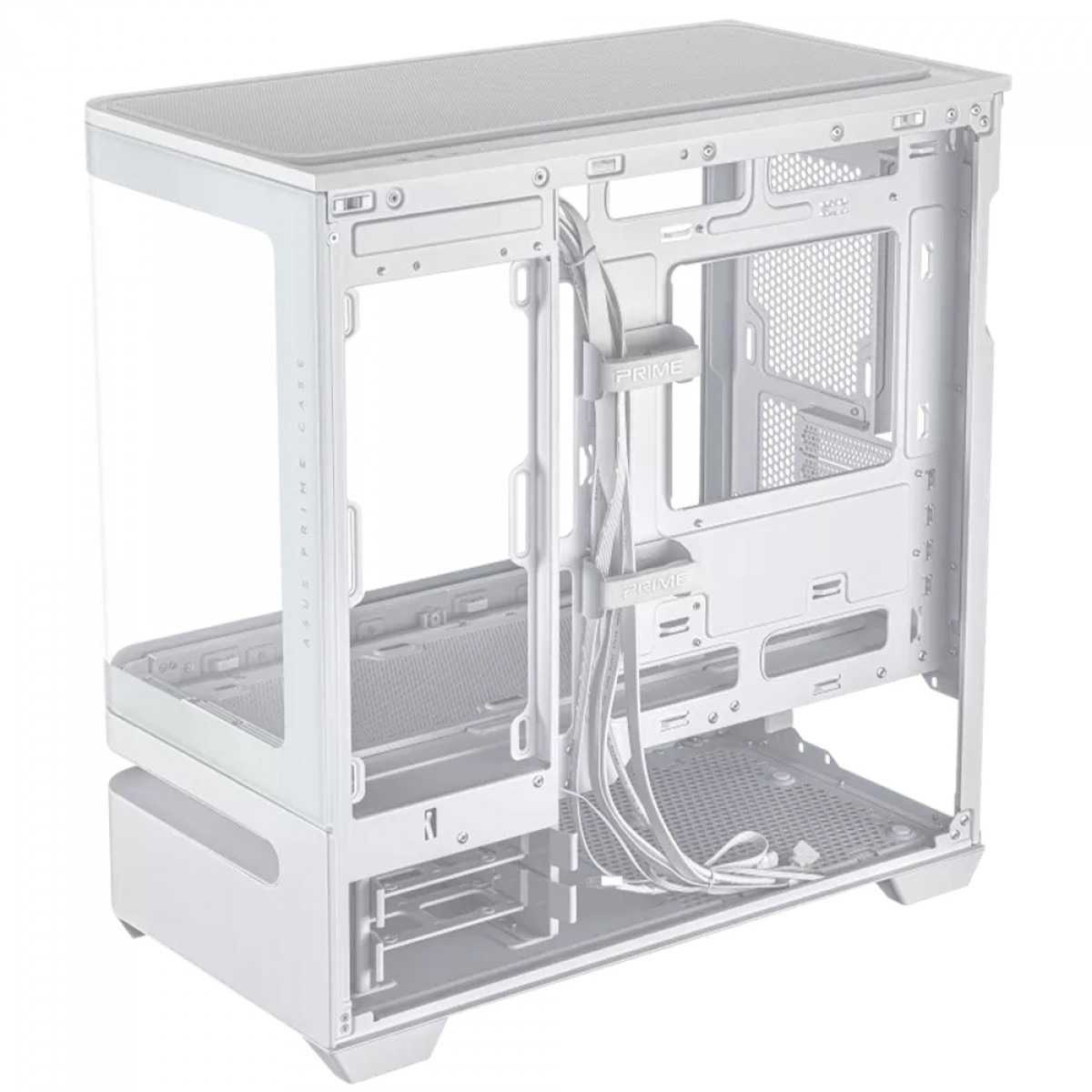 Gabinete Asus Prime AP202, ARGB, Mid Tower, Vidro Temperado, MATX, Sem Fonte, Sem Fan, Branco, 90DC00P3-B00000