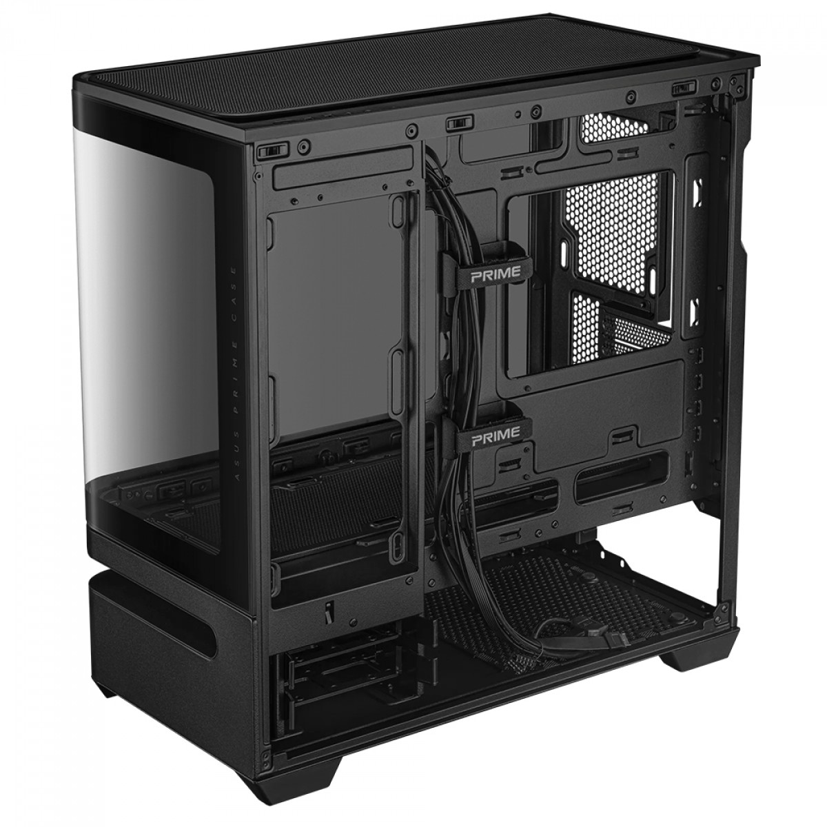 Gabinete Asus Prime AP202, ARGB, Mid Tower, Vidro Temperado, MATX, Sem Fonte, Sem Fan, Preto, 90DC00P0-B00000
