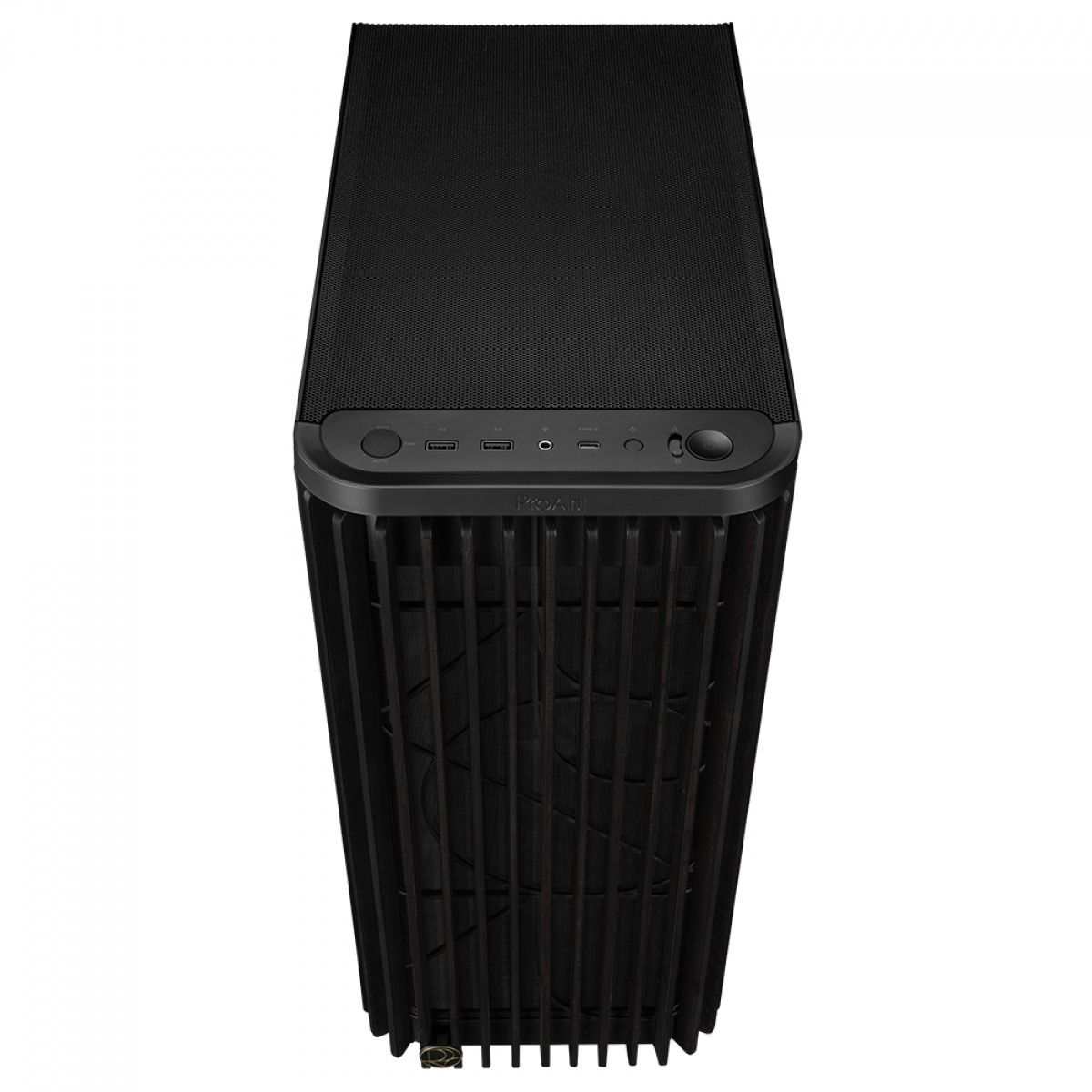 Gabinete Asus ProArt PA401 Wood Edition, Mid Tower, Vidro Temperado, ATX, Sem Fonte, Com 3 Fans, Preto, 90DC00M0-B30000