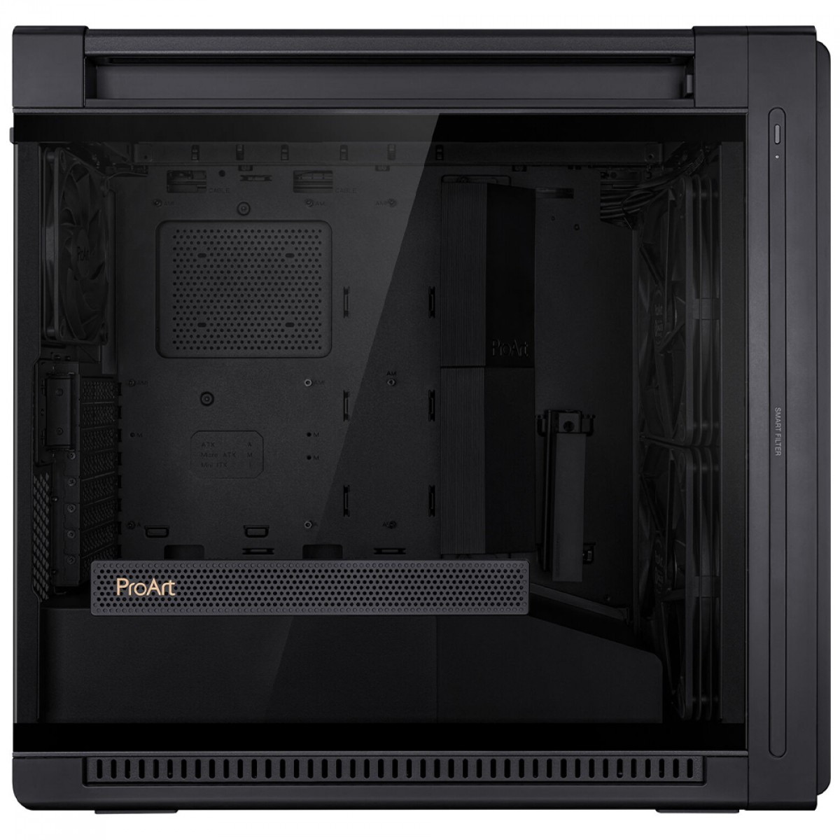 Gabinete Asus ProArt PA602, Mid Tower, Vidro Temperado, E-ATX, Sem Fonte, Com 3 Fans, Preto, 90DC00J0-B00000