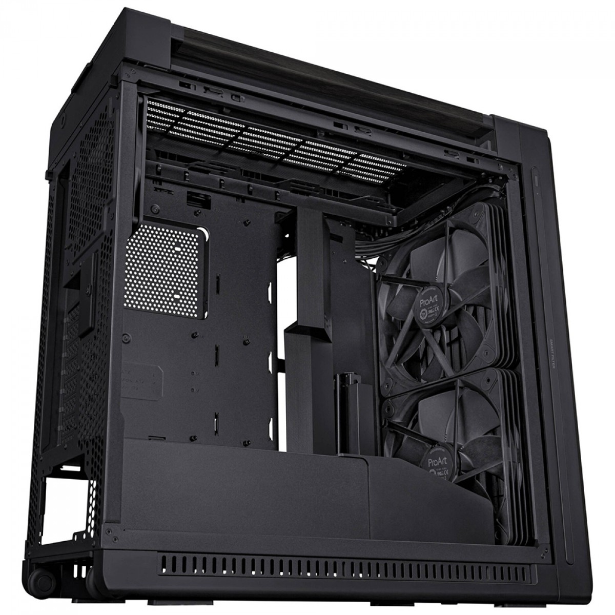 Gabinete Asus ProArt PA602 Wood Edition, Mid Tower, Vidro Temperado, E-ATX, Sem Fonte, Com 3 Fans, Preto, 90DC00J0-B00010