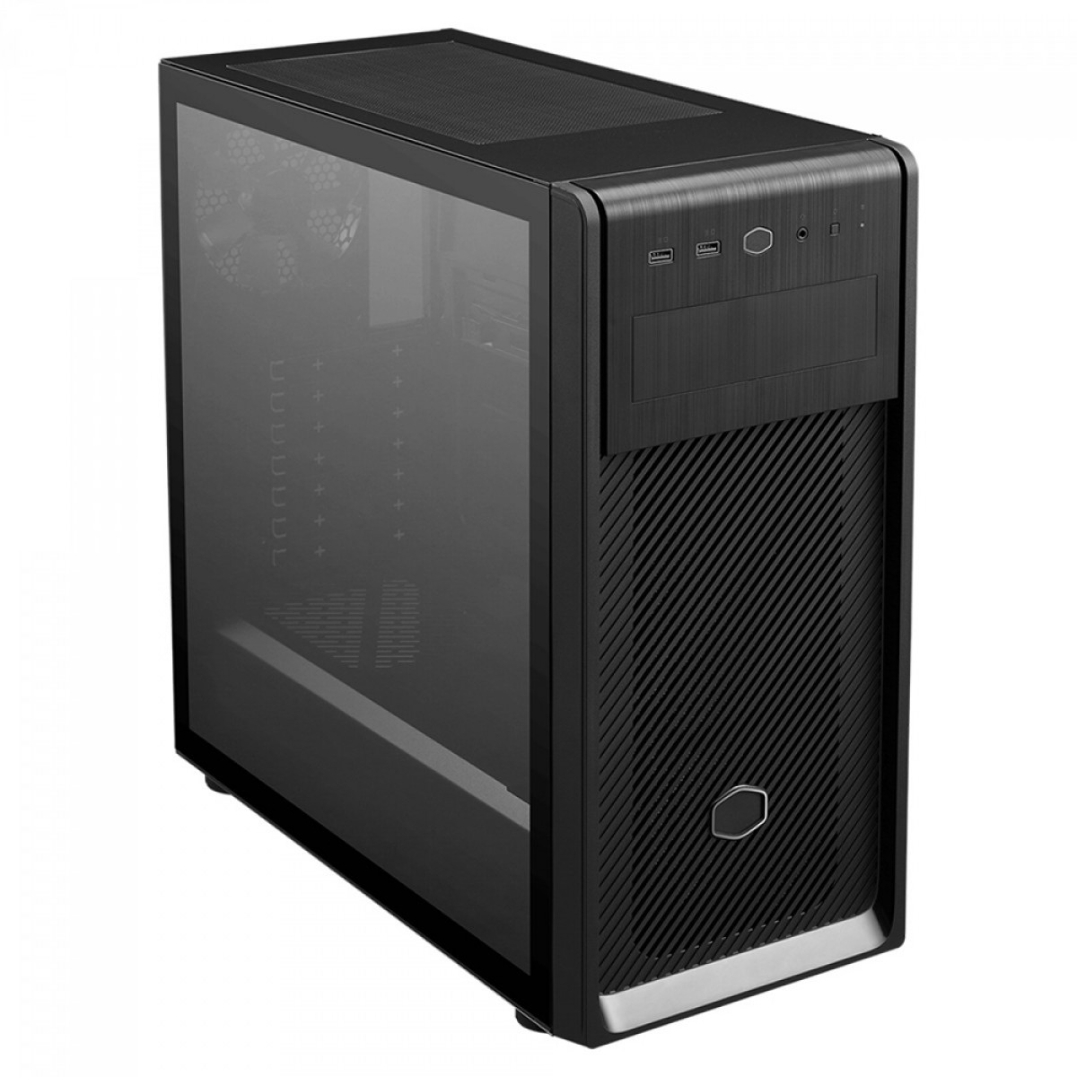 Gabinete Cooler Master Elite 500, Mid Tower, Vidro Temperado, Black, ATX, Sem Fonte, Com 1 Fan, Com ODD, E500-KG5N-S00