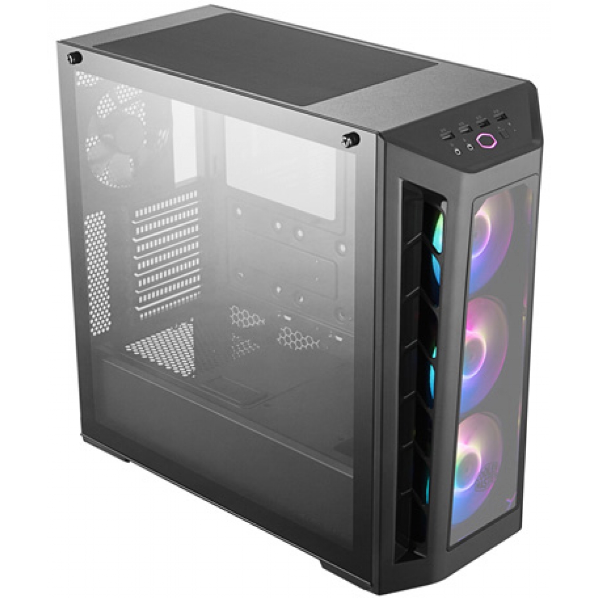 Gabinete Gamer Cooler Master MasterBox MB530P, Mid Tower, Vidro Temperado, Black, Sem Fonte, Com 4 Fans, MCB-B530P-KHNN-S01