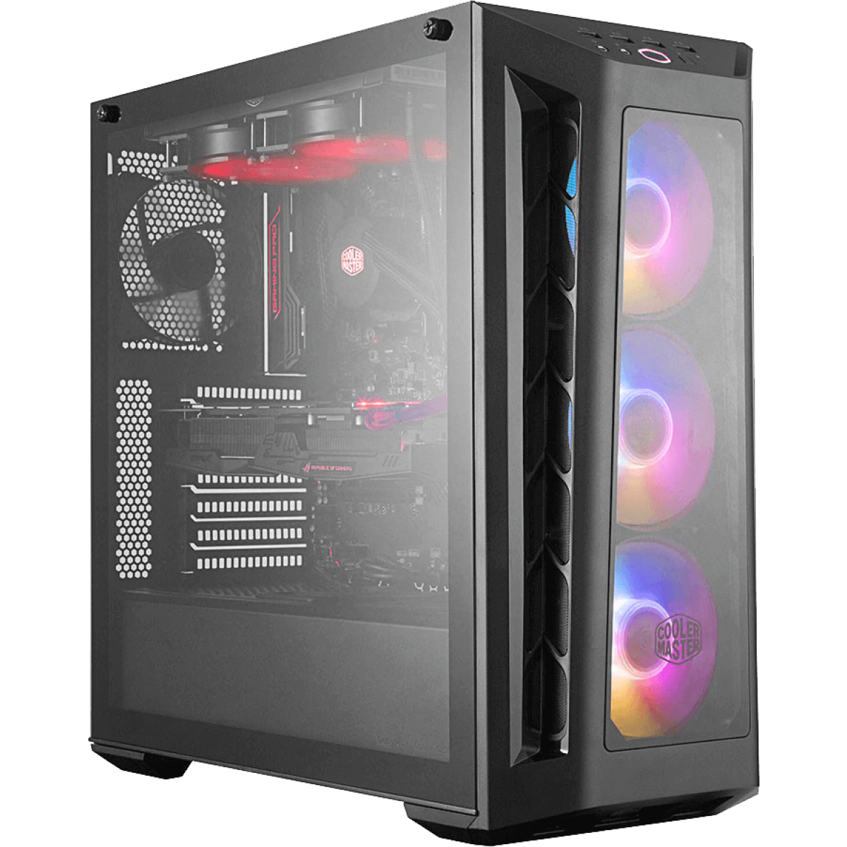 Gabinete Gamer Cooler Master MasterBox MB530P, Mid Tower, Vidro Temperado, Black, Sem Fonte, Com 4 Fans, MCB-B530P-KHNN-S01