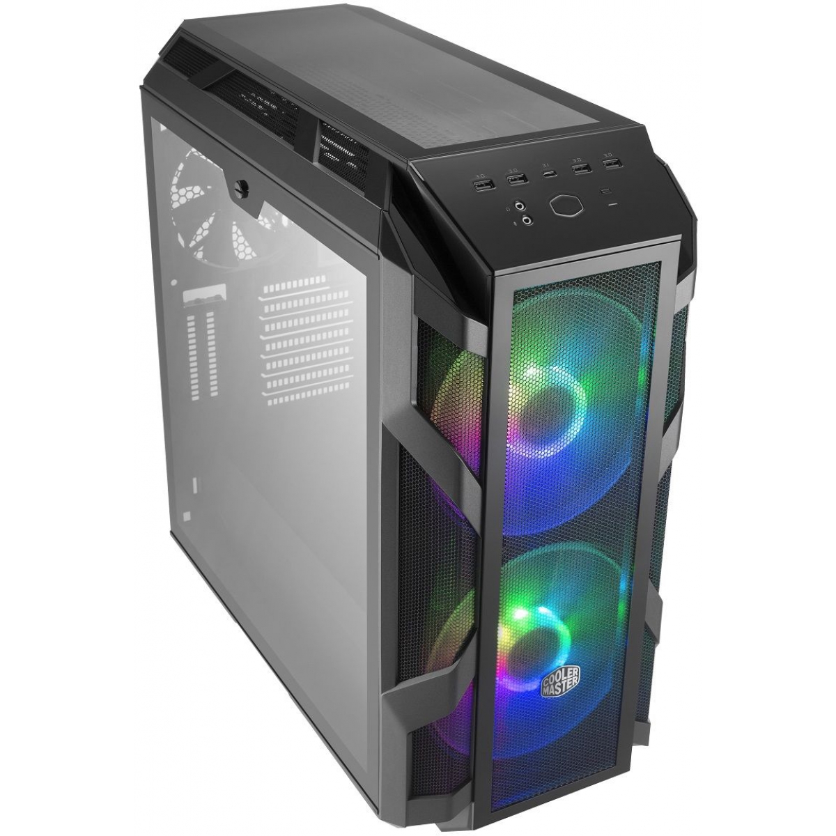 Gabinete Gamer Cooler Master, MasterCase H500M, Mid Tower, Vidro Temperado, Black, Sem Fonte, Com 3 Fans, MCM-H500M-IHNN-S00