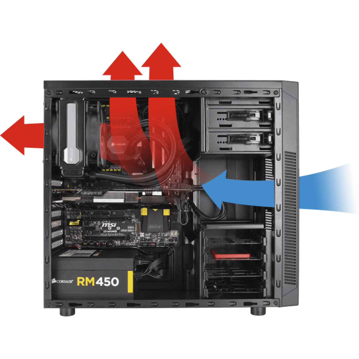 Gabinete Gamer Corsair, Carbide 100R, Mid Tower, Acrílico, Black, Sem Fonte, Com 1 Fan