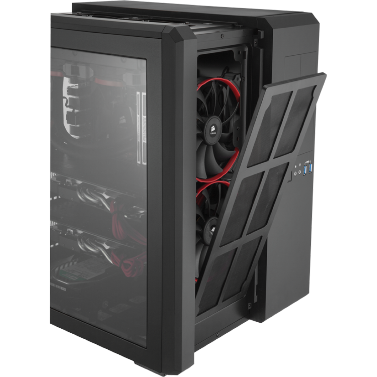 Gabinete Gamer Corsair Carbide Air 540, Mid Tower, Com 3 Fans, Lateral em Acrílico, Black, Sem Fonte, CC-9011030-WW