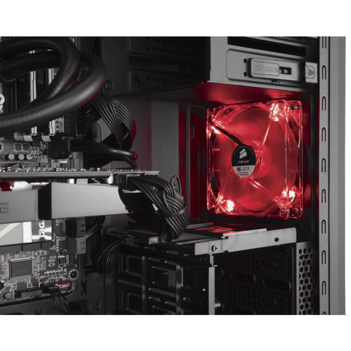 Gabinete Gamer Corsair Carbide SPEC-02 Led Red, Mid Tower, Com 2 Fans, Lateral em Acrílico, Black, Sem Fonte, CC-9011051-WW