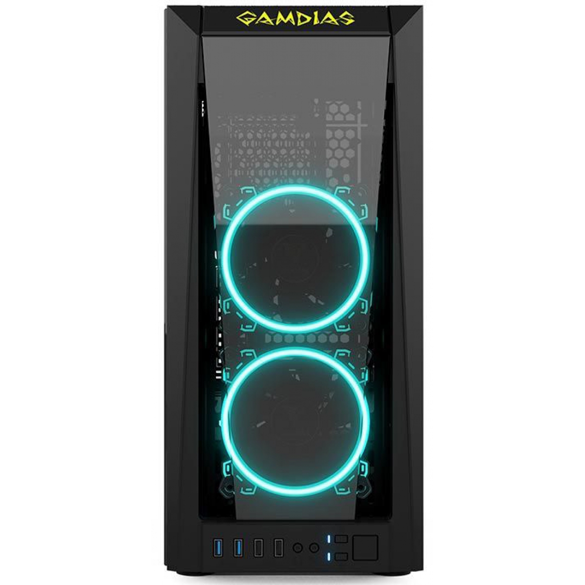 Gabinete Gamer Gamdias Talos M1, Mid Tower, Vidro Temperado, Black, Sem fonte, Com 2 Fans RGB
