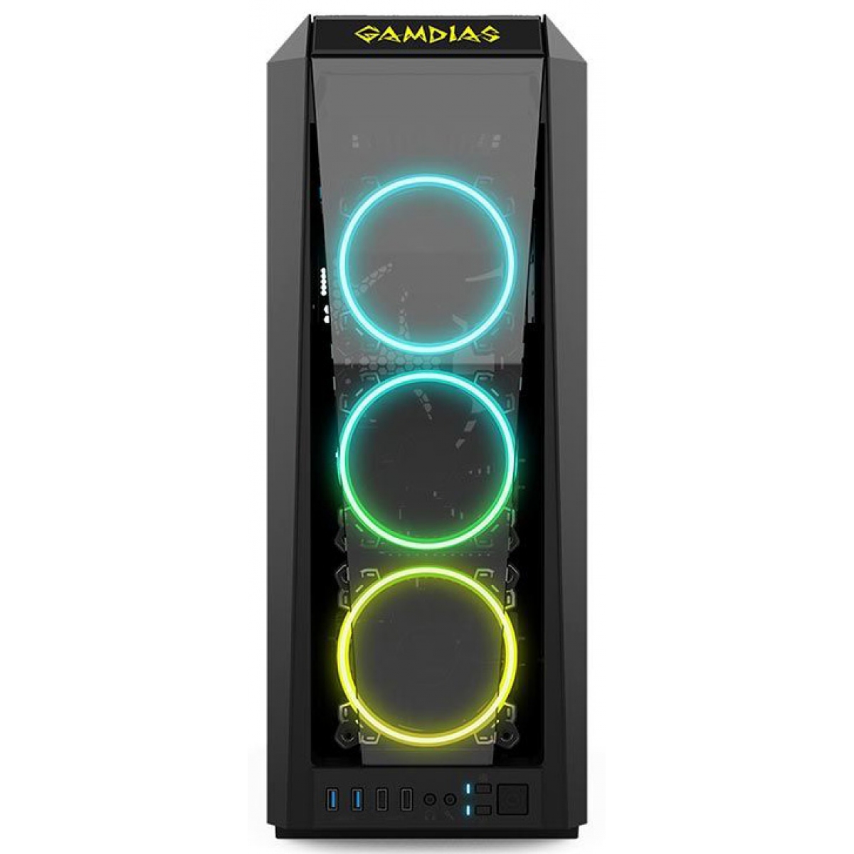 Gabinete Gamer Gamdias Talos P1, Mid Tower, Vidro Temperado, Black, Sem fonte, Com 3 Fans RGB