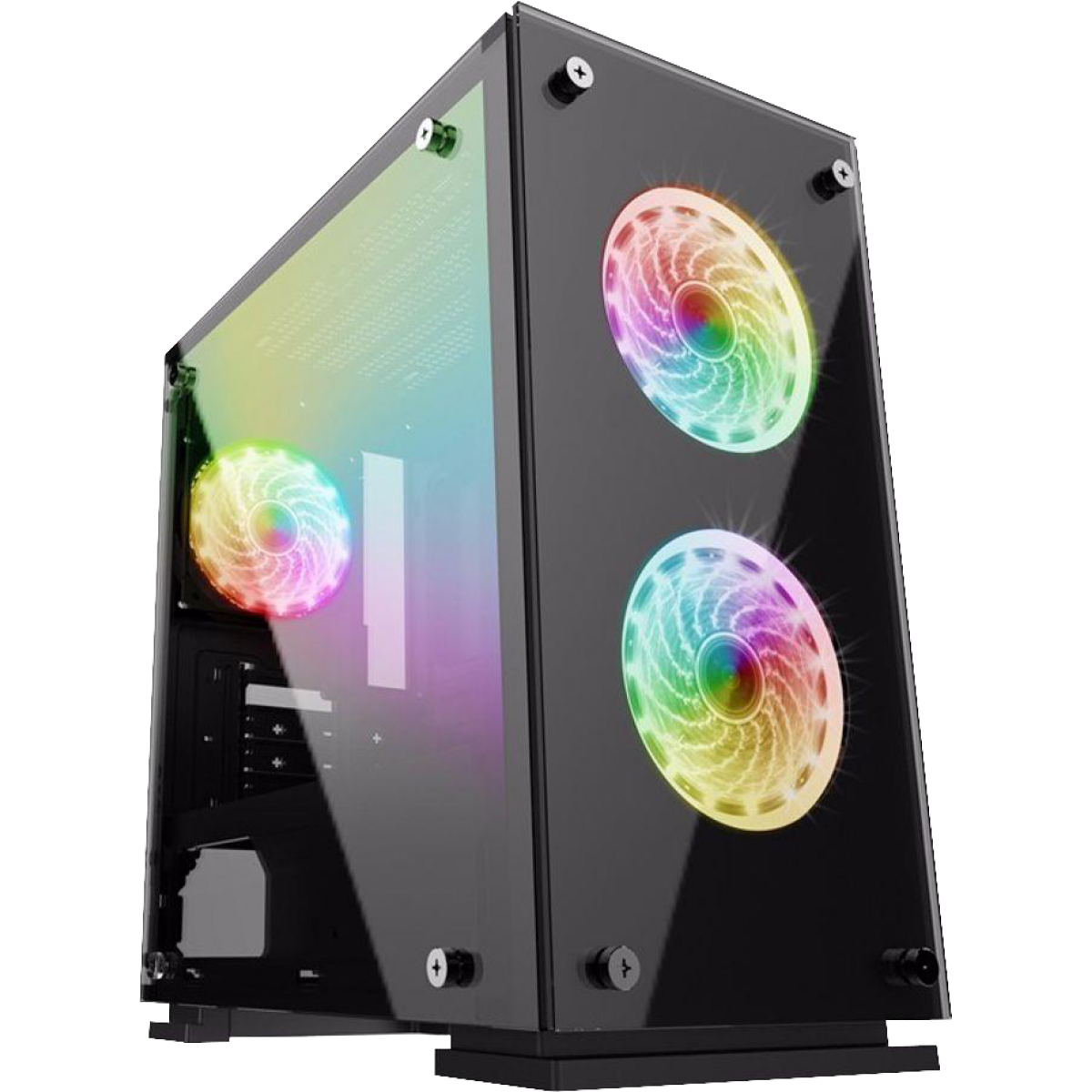 Gabinete Gamer Gamemax, Mid Tower, ​​​​​​​Vidro temperado, Com 3 Fans RGB, Black, Sem Fonte, H605-TA