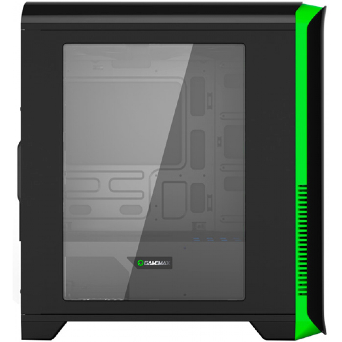 Gabinete Gamer Gamemax Hero, Mid Tower, Com 4 Fans, Black-Green, Sem Fonte, H602-BG