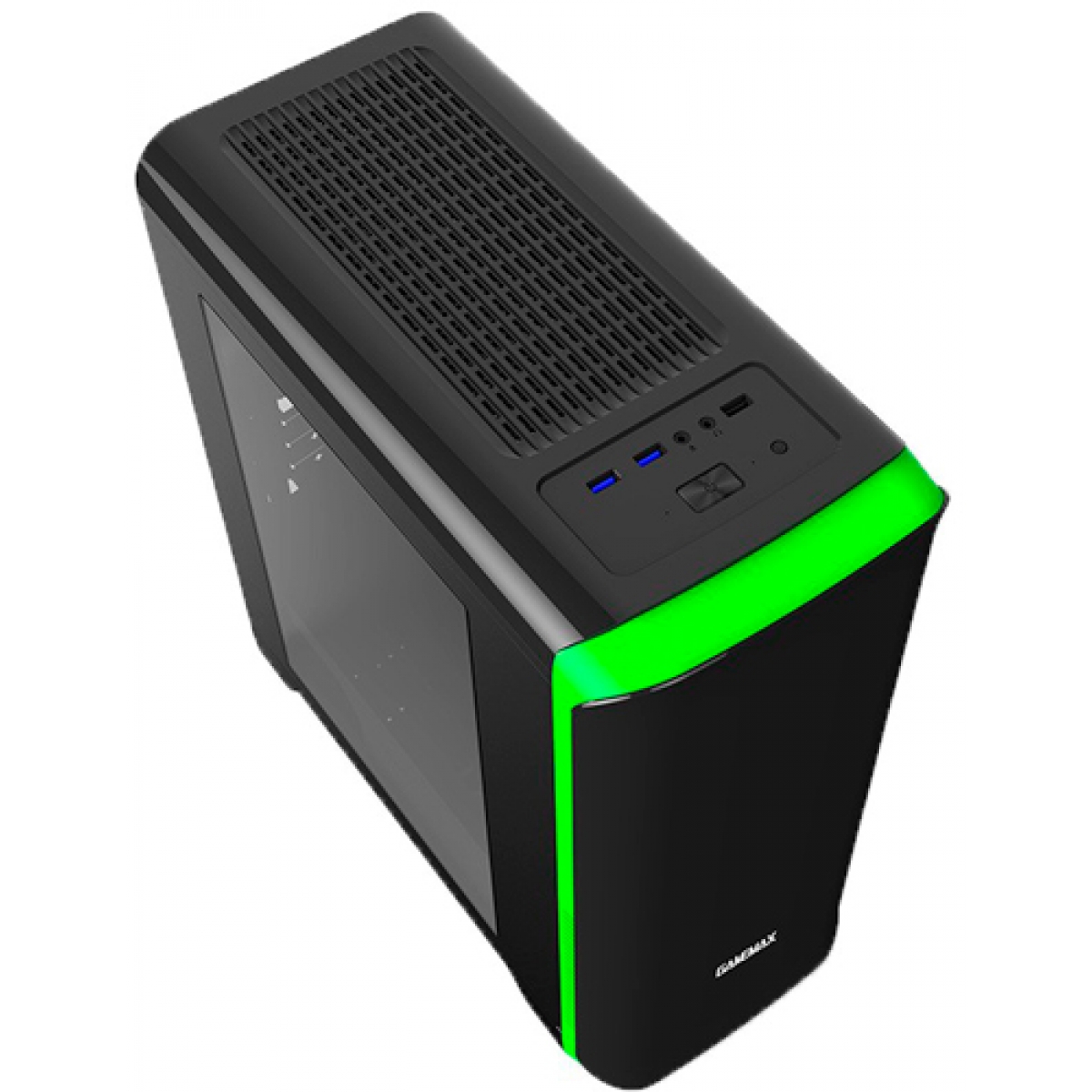 Gabinete Gamer Gamemax Hero, Mid Tower, Com 4 Fans, Black-Green, Sem Fonte, H602-BG