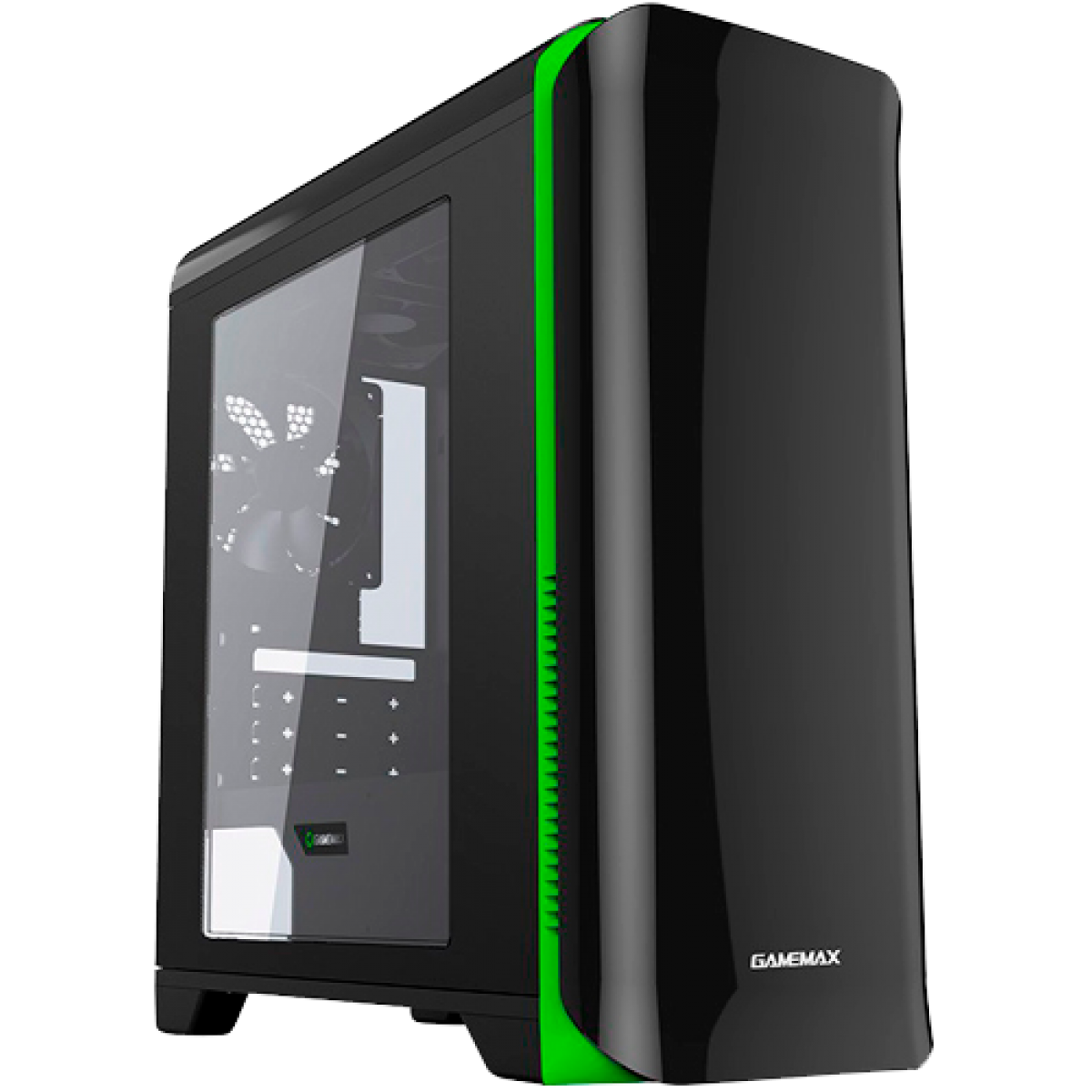 Gabinete Gamer Gamemax Hero, Mid Tower, Com 4 Fans, Black-Green, Sem Fonte, H602-BG