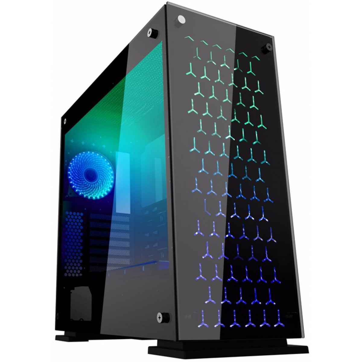 Gabinete Gamemax Onyx II GGM Vidro Temperado, 4 Fans RGB Com Controle Remoto, Full Tower