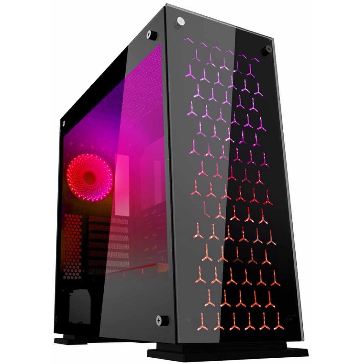 Gabinete Gamemax Onyx II GGM Vidro Temperado, 4 Fans RGB Com Controle Remoto, Full Tower