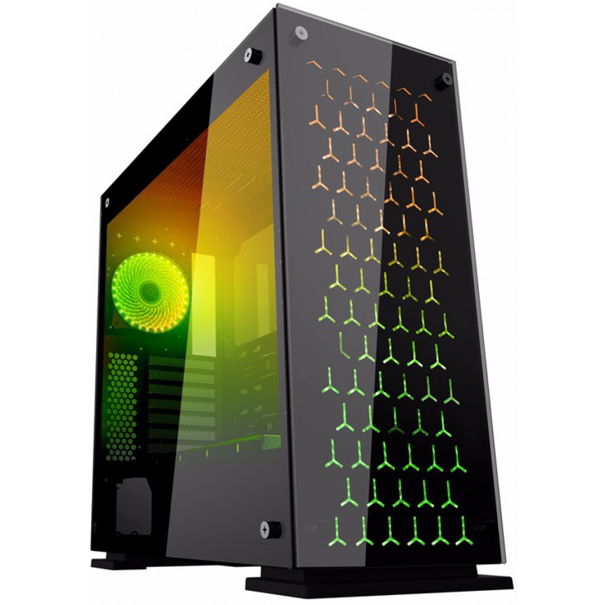 Gabinete Gamemax Onyx II GGM Vidro Temperado, 4 Fans RGB Com Controle Remoto, Full Tower