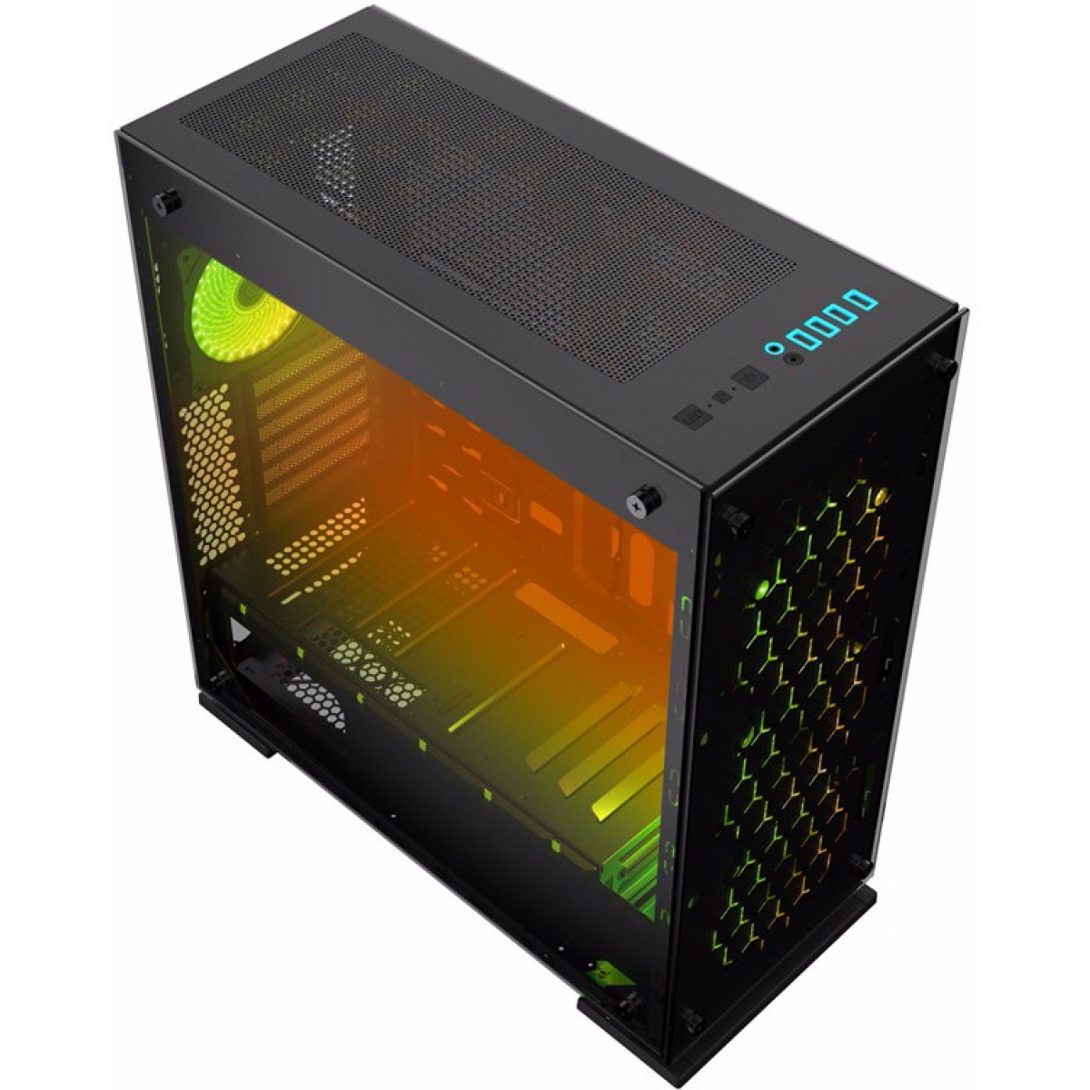 Gabinete Gamemax Onyx II GGM Vidro Temperado, 4 Fans RGB Com Controle Remoto, Full Tower