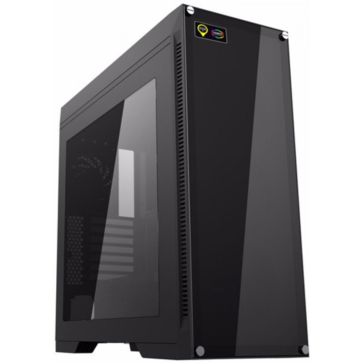 Gabinete Gamer Gamemax Rainbow M911 RGB, Mid Tower, Com 4 Fans, Vidro Temperado, Black, Sem Fonte