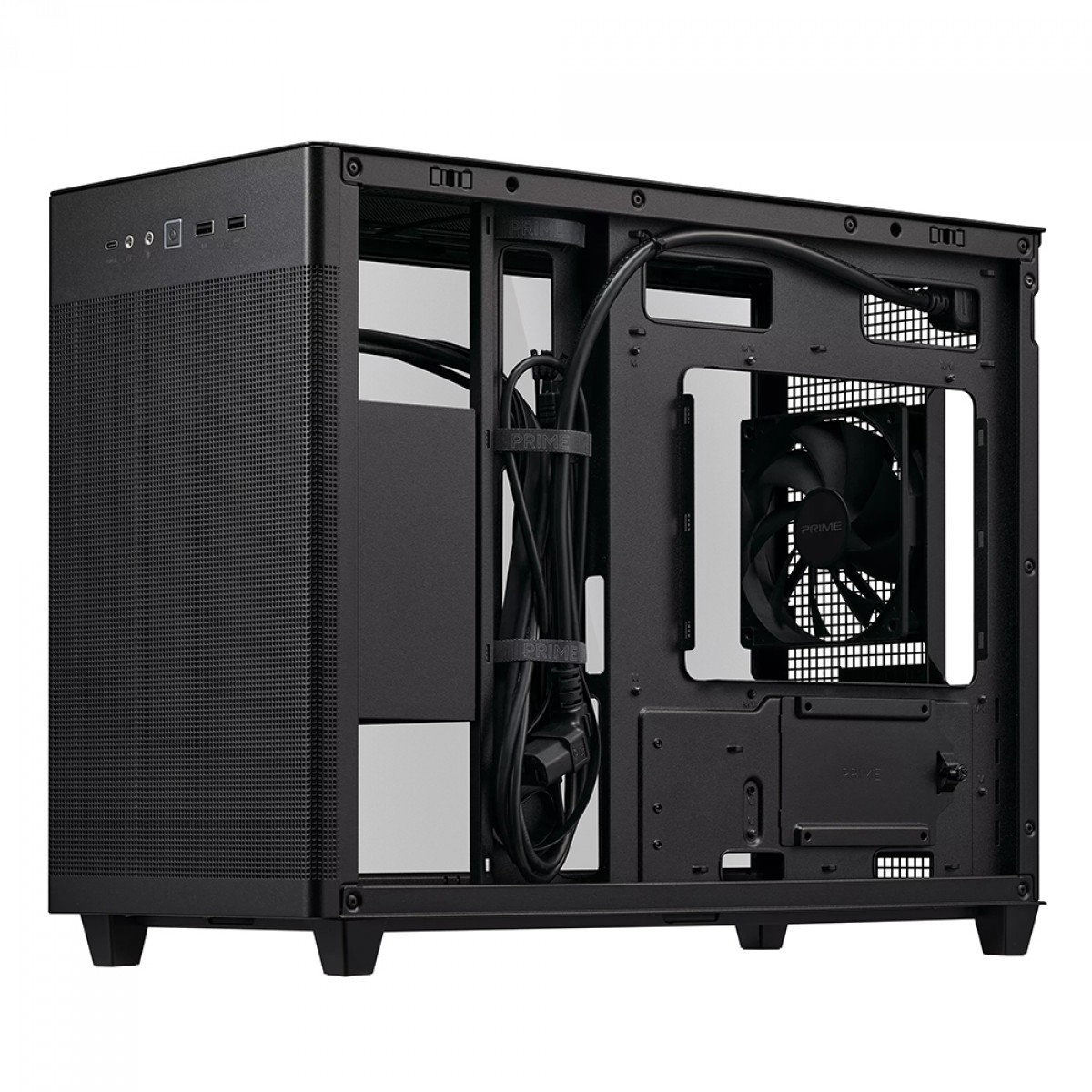 Gabinete Gamer Asus Prime AP201 Case Glass Black Edition, Micro-ATX, Quasi-Filter Mesh, Com 1 fan, 90DC00G0-B30010