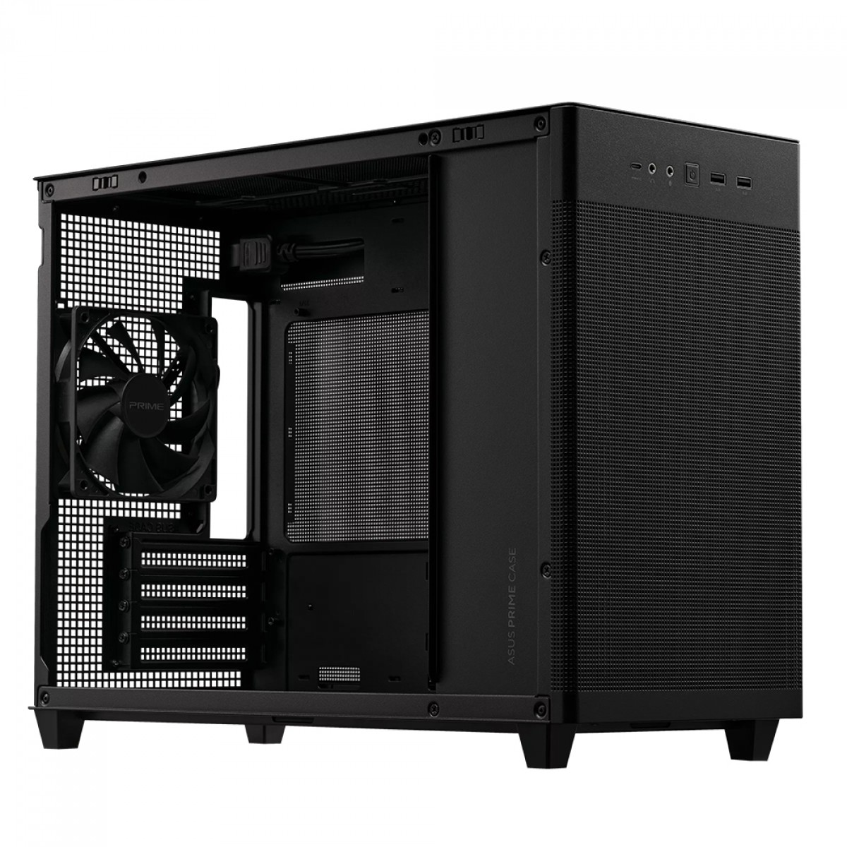 Gabinete Gamer Asus Prime AP201, Mini Tower, Mesh, MATX, Preto, Com 1 Fan, 90DC00G0-B30000 - Open Box